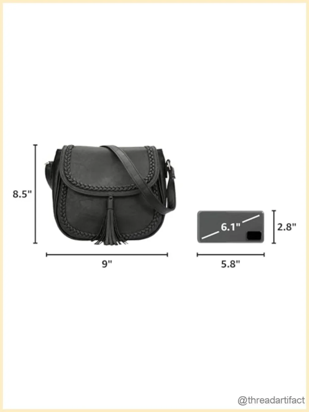 Casual Flap Saddle Crossbody Bag with Tassel Faux Leather